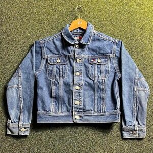 Vintage 90's Women's Tommy Hilfiger Cropped Denim‎ Button Down Jacket